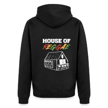 House of Reggae Musiker und Entertainer - Unisex Premium Bio Zip Hoodie - Schwarz - Hinten - Nico (187cm)