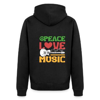 Peace Love Music Gitarrist - Unisex Premium Bio Zip Hoodie - Schwarz - Hinten - Nico (187cm)