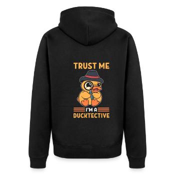 Ducktective Duck Private Investigator - Unisex Premium Organic Zip Hoodie - black - Back - Nico (187cm)