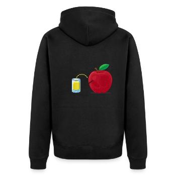 Witziger Apfel Apfelsaft - Unisex Premium Bio Zip Hoodie - Schwarz - Hinten - Nico (187cm)