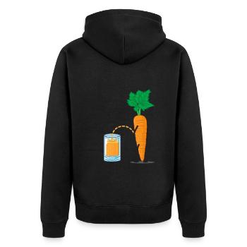 Witzige Karotte Karottensaft - Unisex Premium Bio Zip Hoodie - Schwarz - Hinten - Nico (187cm)