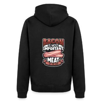 Bacon Lovers Funny Bacon Famous Food Keto - Unisex Premium Organic Zip Hoodie - black - Back - Nico (187cm)