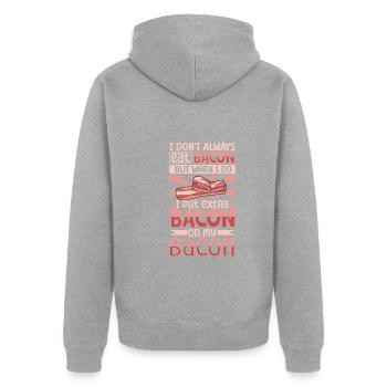 Bacon Lovers Funny Bacon Famous Food Keto - Unisex Premium Organic Zip Hoodie - heather grey - Back - Nico (187cm)