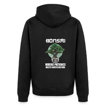 Bonsai Japan Silhouette Gardener Gardening Lover - Unisex Premium Bio Zip Hoodie - Schwarz - Hinten - Nico (187cm)
