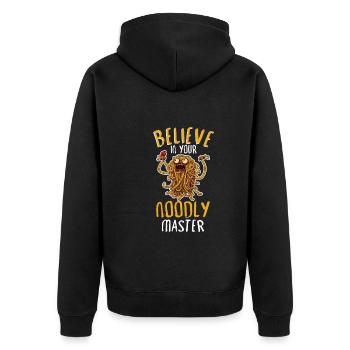 Atheistic Atheism Flying Spaghetti - Unisex Premium Organic Zip Hoodie - black - Back - Nico (187cm)