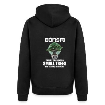 Bonsai Japan Silhouette Gardener Gardening Lover - Unisex Premium Organic Zip Hoodie - black - Back - Nico (187cm)