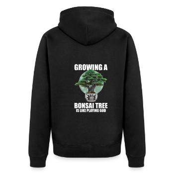 Bonsai Japan Silhouette Gardener Gardening Lover - Unisex Premium Bio Zip Hoodie - Schwarz - Hinten - Nico (187cm)