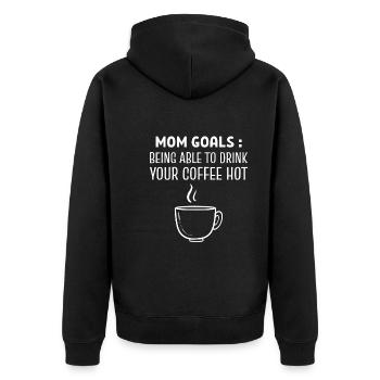 Mom Goals mom and coffee lover - Unisex Premium Organic Zip Hoodie - black - Back - Nico (187cm)