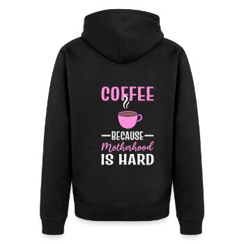 Coffee and mother coffee addict - Unisex Premium Organic Zip Hoodie - black - Back - Nico (187cm)