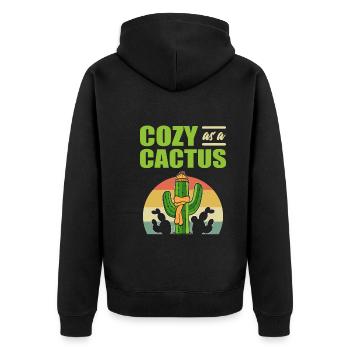 Cozy As A Cactus Gardener - Unisex Premium Organic Zip Hoodie - black - Back - Nico (187cm)