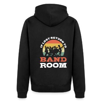 If Lost Return To Band Room - Unisex Premium Organic Zip Hoodie - black - Back - Nico (187cm)