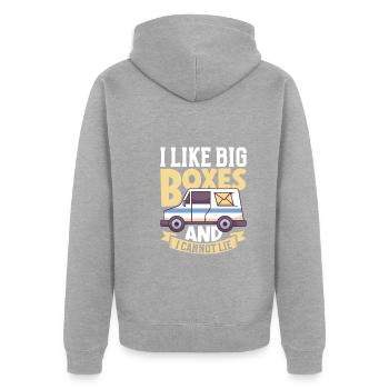 Postangestellte Postdame Postbote Post - Unisex Premium Bio Zip Hoodie - Grau meliert - Hinten - Nico (187cm)