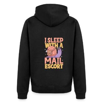 Postangestellte Postdame Postbote Post - Unisex Premium Bio Zip Hoodie - Schwarz - Hinten - Nico (187cm)
