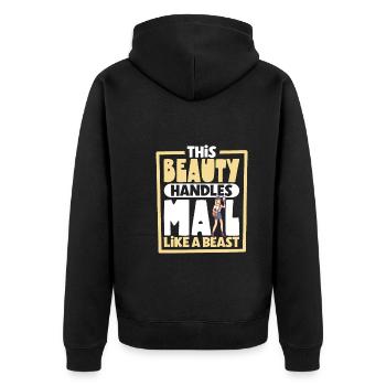Postal worker mail lady postman mail - Unisex Premium Organic Zip Hoodie - black - Back - Nico (187cm)