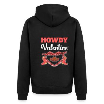 Howdy Valentine Viehzüchter - Unisex Premium Bio Zip Hoodie - Schwarz - Hinten - Nico (187cm)
