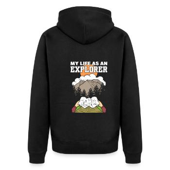 My Life As An Explorer Backpacker - Unisex Premium Organic Zip Hoodie - black - Back - Nico (187cm)
