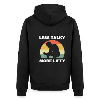 Less Talky More Lifty Gym Walkers - Unisex Premium Organic Zip Hoodie - black - Back - Nico (187cm)