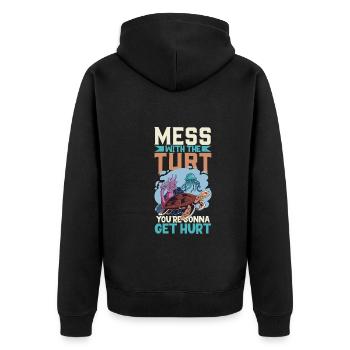 Boxer Boxing Turtle Turtles Sea Ocean Reptile - Unisex Premium Bio Zip Hoodie - Schwarz - Hinten - Nico (187cm)