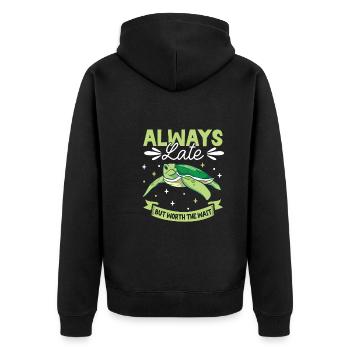 Boxer Boxing Turtle Turtles Sea Ocean Reptile - Unisex Premium Bio Zip Hoodie - Schwarz - Hinten - Nico (187cm)