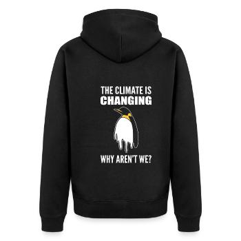 Les pingouins et les écologistes du changement climatique - Veste à capuche bio Premium Unisexe - noir - Dos - Nico (187cm)