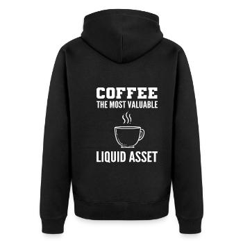 Buchhalter und Kaffeeliebhaber Wirtschaftsprüfer - Unisex Premium Bio Zip Hoodie - Schwarz - Hinten - Nico (187cm)