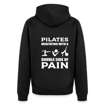 Pilates und Meditation Pilates Instructor - Unisex Premium Bio Zip Hoodie - Schwarz - Hinten - Nico (187cm)