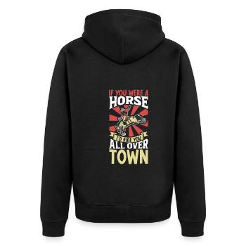 Cowboy Barn Bull Rider Rodeo Country Western - Unisex Premium Bio Zip Hoodie - Schwarz - Hinten - Nico (187cm)