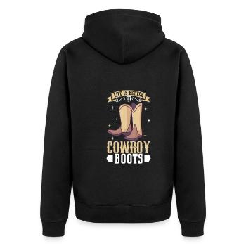 Cowboy Barn Bull Rider Rodeo Country Western - Unisex Premium Bio Zip Hoodie - Schwarz - Hinten - Nico (187cm)