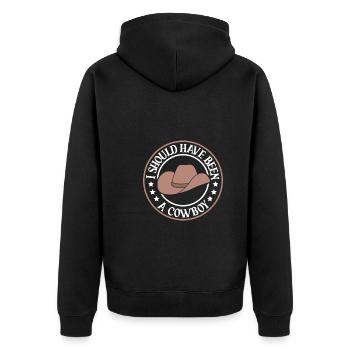 Cowboy Barn Bull Rider Rodeo Country Western - Unisex Premium Bio Zip Hoodie - Schwarz - Hinten - Nico (187cm)