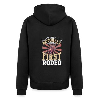 Cowboy Barn Bull Rider Rodeo Country Western - Unisex Premium Bio Zip Hoodie - Schwarz - Hinten - Nico (187cm)