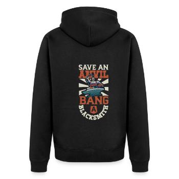 Blacksmith Metalworker Bladesmith Metal - Unisex Premium Organic Zip Hoodie - black - Back - Nico (187cm)