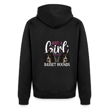 Dog basset hound Pet Dog Lover Puppy basset hound - Unisex Premium Bio Zip Hoodie - Schwarz - Hinten - Nico (187cm)