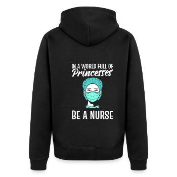 Lustige Krankenschwester - Unisex Premium Bio Zip Hoodie - Schwarz - Hinten - Nico (187cm)