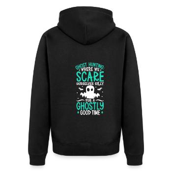 Paranormal Forschungshalloween Ghost Hunter - Unisex Premium Bio Zip Hoodie - Schwarz - Hinten - Nico (187cm)