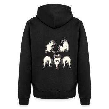 Siamese Cat Yoga Katzeneltern - Unisex Premium Bio Zip Hoodie - Schwarz - Hinten - Nico (187cm)