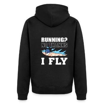 Lustiger Schwimmer Marathoner - Unisex Premium Bio Zip Hoodie - Schwarz - Hinten - Nico (187cm)