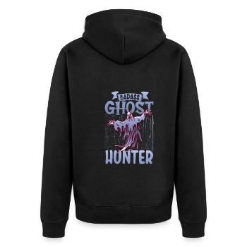 Paranormal Forschungshalloween Ghost Hunter - Unisex Premium Bio Zip Hoodie - Schwarz - Hinten - Nico (187cm)