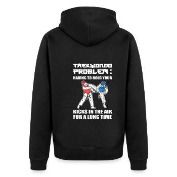 Taekwondo Martial Arts Taekwondo Trainer - Unisex Premium Organic Zip Hoodie - black - Back - Nico (187cm)