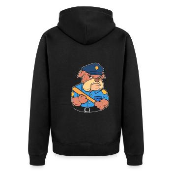 Hundepolizist Offizier - Unisex Premium Bio Zip Hoodie - Schwarz - Hinten - Nico (187cm)