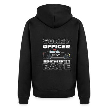 Désolé officier, je pensais que vous vouliez courir - Veste à capuche bio Premium Unisexe - noir - Dos - Nico (187cm)