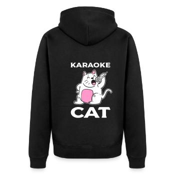 Karaoké Cat Chanteur - Veste à capuche bio Premium Unisexe - noir - Dos - Nico (187cm)