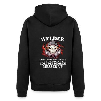 Welder Funny Funny Sweat Gift - Unisex Premium Organic Zip Hoodie - black - Back - Nico (187cm)