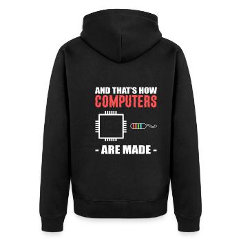 And That's How Computers Are Made Techniker - Unisex Premium Bio Zip Hoodie - Schwarz - Hinten - Nico (187cm)