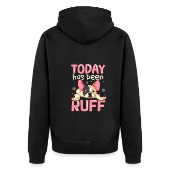 french bulldog english bulldog dog lover bulldog - Unisex Premium Bio Zip Hoodie - Schwarz - Hinten - Nico (187cm)