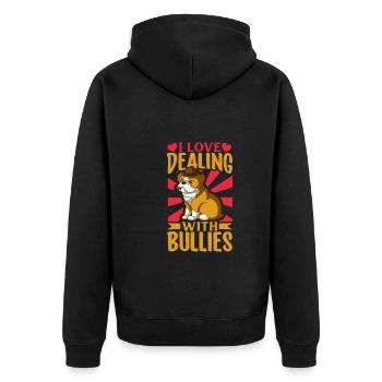 french bulldog english bulldog dog lover bulldog - Unisex Premium Bio Zip Hoodie - Schwarz - Hinten - Nico (187cm)