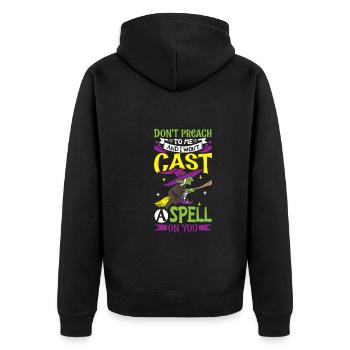 Hexe Okkult Gothic Dunkel Satanisch Unheilige - Unisex Premium Bio Zip Hoodie - Schwarz - Hinten - Nico (187cm)