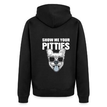 Show Me Your Pitties Hundewanderer - Unisex Premium Bio Zip Hoodie - Schwarz - Hinten - Nico (187cm)