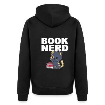 Book Nerd Begeisterter Leser - Unisex Premium Bio Zip Hoodie - Schwarz - Hinten - Nico (187cm)