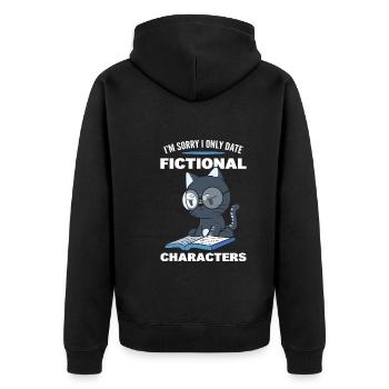 Cat Reading Book Reader - Unisex Premium Organic Zip Hoodie - black - Back - Nico (187cm)