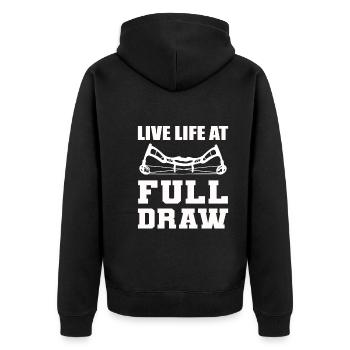 Live Life At Full Draw Bogenschütze - Unisex Premium Bio Zip Hoodie - Schwarz - Hinten - Nico (187cm)